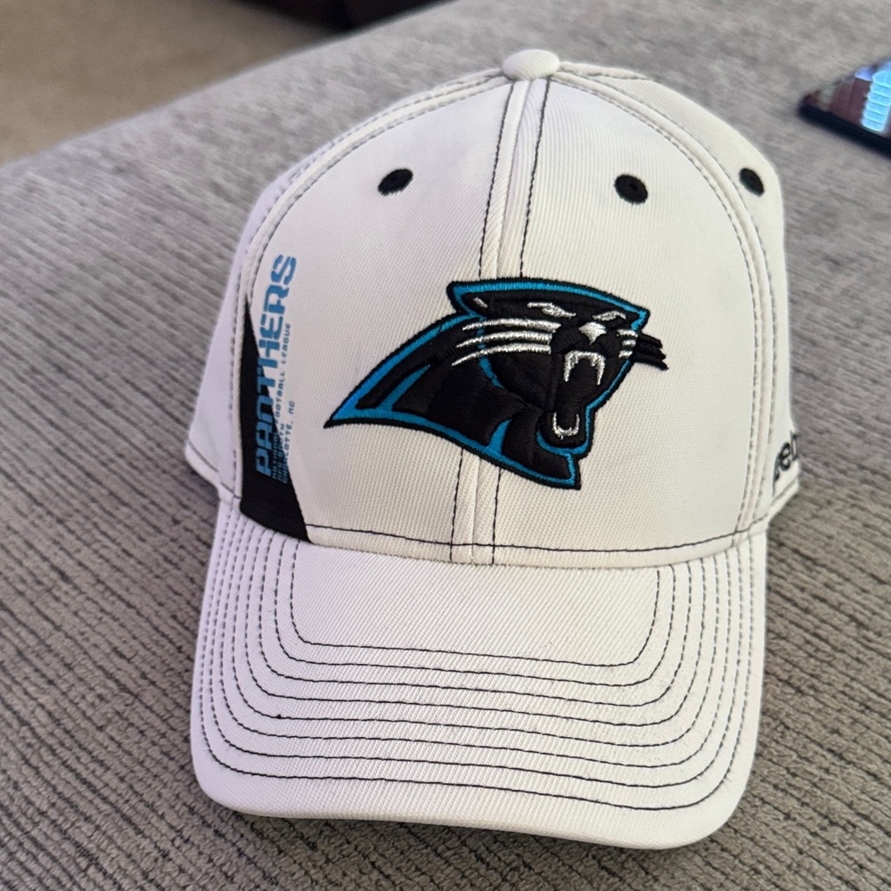 Reebok White Cap with Black and Blue Panther Logo